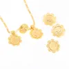 New Ethiopian Coin Sets Jewelry Pendant Necklace Earrings Ring Gold Color African Bridal Wedding Gift for Women234F