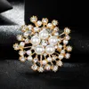 Mode Bride Bröllop Pearl Crystal Flower Brosches Pins T Shirts Jackor Coat Lapel Decor Women Girl Smycken