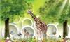 carta da parati per pareti 3 d per soggiorno Camera dei bambini mondo animale sogno giraffa muro di fondo 3D