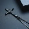 Collier pendentif pentagramme croix inversée à 5 pointes en acier inoxydable, bijoux sataniques pour hommes