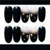 Faux ongles noirs à changement progressif de la lune et des étoiles, 24 pièces, Extension de pointes d'ongles en acrylique, outils de manucure, Nail Art