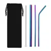 twisty straws 8 5 reusable stainless steel straw set straight bent straw cleaning brush 5pcs metal smoothies drinking straws set dhl