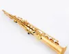 Straight Pipe Soprano Sax B Flat YSS-475 Brass Musical Instruments Professional-klass med fall. Munstycke vass