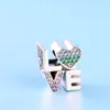 Authentic 925 Sterling Silver Color Crystal LOVE letters Charms Original box for Pandora Beads Charms Bracelet jewelry making202x