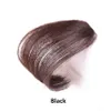 Cheveux noirs/bruns Mince Naturel Faux BlunBangs Fringe Extensions Clip In Bangs Postiche Synthétique pour les femmes