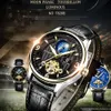 TEVISE Men Automatic Mechanical Watch Mens Leather Strap Sport Mens Wristwatches Tourbillon Moon phase Male Clock