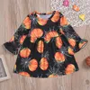 DHL Free Ship Wholesale Girls' Dresses Clothes Pumpkin Print Flare Sleeve Spring 100% Cotton Kids' Clothing Fashion Cheap Dresses BY0826