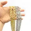 Tendy Hip Hop Jewelry 18K Gold Plated Shiny Rhinestone Curb Miami Cuban Link Chain Necklace Men Women Bling Bling Rapper Accessories