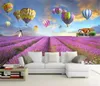 3d tapet idyllisk landskap lavendel blomma hav varmluftsballong betesmark landskap vardagsrum sovrum bakgrunds vägg dekoration tapeter