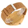 Wooden Watch Handmade Natural Wood Wristwatch Brown Leather Strap Band Bamboo Quartz Watches for Men Gitfs232h