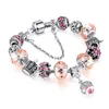 Yhamni original 925 prata coroa pingente charme pulseiras feminino novo estilo europeu contas de cristal pulseira para mulheres jóias presente s1989