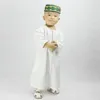 Roupas étnicas roupas crianças muçulmano islâmico abaya dubai kaftan jubba thobe eid mubarak oração criança 13 anos de idade meninos vestes 70100cm1