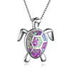 Fire Opal Sea Turtle Charm Pendent Ocean Life Animals Bijoux 925 Collier pour femmes en argent sterling pour Gift8099094