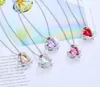 2020010971 18K White/Rose Gold Necklaces for Mother's Day Jewelry Gifts for Women Heart Pendants Embellished with Crystals Birthstone