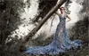 Sexy Paolo Sebastian Beach Blue Appliques Sequins Real Images Sheer Tulle Sweep Train Celebrity Dress Evening Prom Gowns