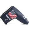Pu Leather Pebble Beach USA Flag Design Long Long Life Tree Golf Golf Plade Cover Cover Protector White Red Blue276O