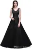 Vestidos De Novia Long Tulle Evening Dresses A Line Sexy Deep-V Neck Backless Ribbon Belt Appliqued Prom Gowns CPS304