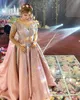 Neue Plus Size Arabisch Aso Ebi Blush Pink Spitze Perlen Brautkleider Sheer Neck Brautkleider Vintage Sexy Brautkleider