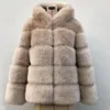 Tiaraka winter dikke warme faux bont jas vrouwen plus maat capuchon met lange mouw faux bont jas luxe winterjassen bontjas