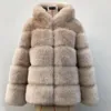 TIARAKA Winter Thick Warm Faux Fur Coat Women Plus Size Hooded Long Sleeve Faux Fur Jacket Luxury Winter Coats bontjas