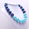 Conjunto de collar y pulsera gruesos de Color azul marino + azul claro para niños, conjunto de joyería con cuentas gruesas de color chicle para niños y niñas