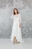 스파게티 보헤미안 우아한 웨딩 드레스 재킷 빈티지 흰색 새틴 비치 보호 하이 로우 라이드 가운 커스텀 메이드