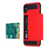 Hybrid Slide Card Slot Holder Cases For iPhone 11 Pro Max 15 XS XR X 14 12 13 Dual Layer Hard Back Phone Covers