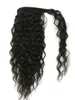 120g długie kręcone ponytail fryzura sznurka owinąć wokół klipów czarny kucyk kręcone przedłużanie włosów boczne część DHL Darmowa wysyłka