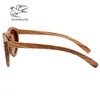 2018 Zebra Holz Retro-Stil Männer und Frauen Sonnenbrille runden Wirbel Form Rahmen UV400 gelbe Linse Oculos Gafas Y200619