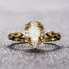 Kuololit Natural Opal Gemstoneリングの女性925スターリングシルバーファイアーストーンイエローカラーリング結婚式の婚約ファインジュエリーY19051602