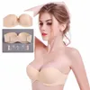 Hot Sexy Gathering Invisible Bras Strapless Women Push Up Bra Wedding Dress Brassiere Backless Seamless Bra