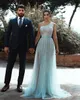 2020 Arabisch ASO EBI Sky Blue Goedkope Avondjurken Eén Schouder Sequined Prom Dresses High Split Formal Party Second Reception Jurken ZJ643