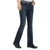 Jeans da uomo Uomo 2022 Pantaloni svasati elasticizzati a vita media blu scuro Micro-pantaloni Slim Più taglia 26-38 401