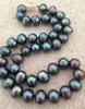 Enorme 18 "9-10 MM Mar del Sur NATUREL génino noir collier de perles 777AAA