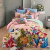 Parure de lit en satin 100% coton, housse de couette, bohème, papillon, oiseaux, imprimé floral, paon, drap, taie d'oreiller, lit double, king, queen, siz