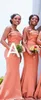 Afrikanska blandade stilar sjöjungfru brudtärna klänningar långa billiga konvertibla bröllopsfestklänningar från axel plus storlek piga av hono9445063