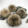 15cm / 6" Real Natural Brown Raccoon Fur bola Pompom Charme KeyChain Chaveiro Acessórios de telefone da bolsa borlas