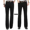 Male Bell Bottom Denim Trousers Slim Black Boot Cut Jeans Herrkläder Casual Business Flares Trouser