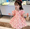 INS NEU Sommer neues Mädchen039 Kurzarm Polka Dot Kleid Koreanische kleine und mittlere Kinder039s enge Taille offener Rücken ch5809524