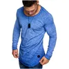 Designer Men Splice Tshirt Long Sleeve Summer New Slim Thin Round Neck Skinny Solid Color Fashion Trend Man Sports Bottoming Shirt Clothing