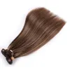 # 4 Dark Brown Highlight Mix med # 27 Honey Blonde Human Hair Weave Bundles 3pcs Piano Blandade Färg Brasilianska Human Haft Weft Extensions