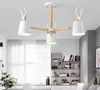 Nordic Moderne Minimalistische gewei Lamp Schaduw Kroonluchter E27 LED Solid Wood Lighting voor Keuken Woonkamer Slaapkamer Studie Hotel Myy