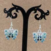 10pairs Blue Enamel Rhinestone Butterfly Charm Chandelier Earrings Silver Fish Ear Hook For Women Party Fashion Jewelry Gift 22x37mm A-505e