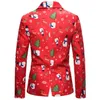 Moda Boże Narodzenie Snowman Mężczyźni Blazer Club Party Blazer Hombre Casual Suit Kurtka Pojedynczy przycisk Slim Fit Veste Costume Homme Topy