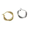 Authentic 925 Sterling Silver Hoop Earrings For Women Vintage Retro Braided Twisted Big Geometric Circle Earring