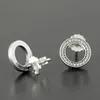 NEW Authentic 925 Sterling Silver Circle Stud Earring with Original Box set for Pandora CZ Diamond Women Fashion Earrings