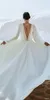 Новые свадебные платья с длинным рукавом Sexy Bateau V Back Back Bridal Presss Backless Leay Sweep Train Wedding платье