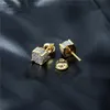 Zakręcona cyrkonia sześcienna Twotone mikropave kubistyczna śruba z tyłu 18 -karatowego Złotego Kolarka 3D dla mężczyzn i kobiet Hypoalergenic8538221