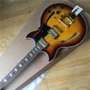 Gratis verzending handgemaakte Johnny A jazz elektrische gitaar, semi-holle body VOS sunburst kleur gitaar