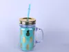 The latest drinkware with a large handle, universal solid color double-layer plastic straw cup, supports custom logos